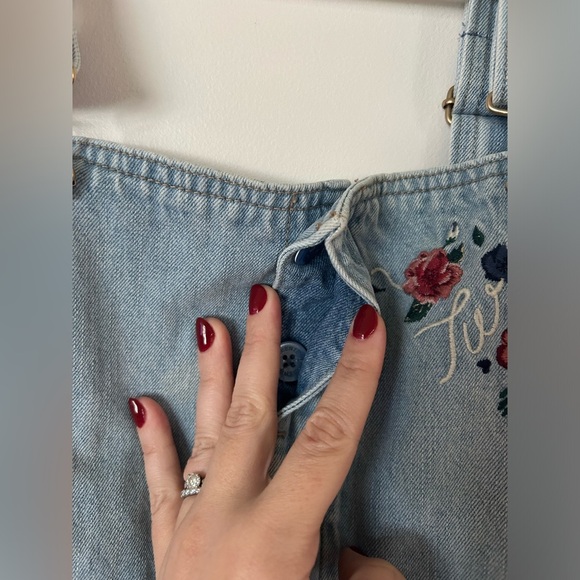 Vintage Teenie Weenie Embroidered Overalls Dress Size Small - Picture 5 of 9